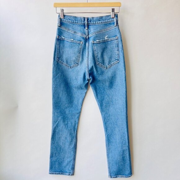 Agolde Riley Highrise crop distressed jeans, blue, size 26 N58 - Picture 3 of 12